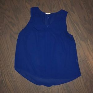 Blue sleeveless blouse